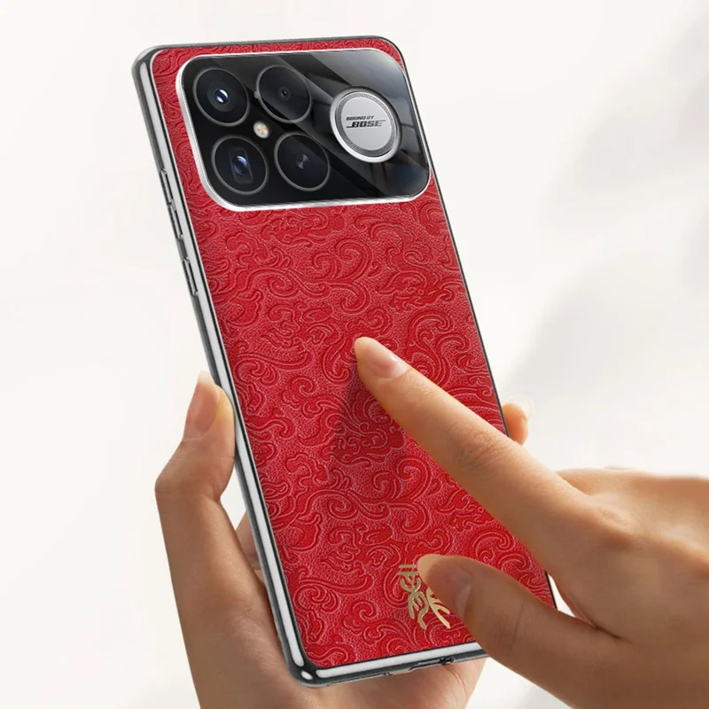 Voor Xiaomi Redmi K90 Pro Max 5G / Poco F8 Ultra hoesje Loong patroon gegalvaniseerd PC + TPU stootvaste telefoonhoes - Rood