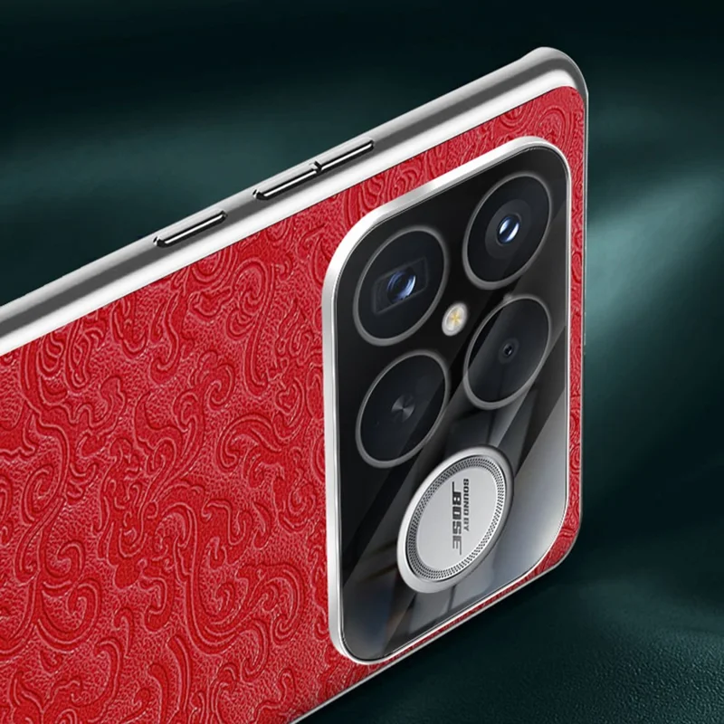 Voor Xiaomi Redmi K90 Pro Max 5G / Poco F8 Ultra hoesje Loong patroon gegalvaniseerd PC + TPU stootvaste telefoonhoes - Rood