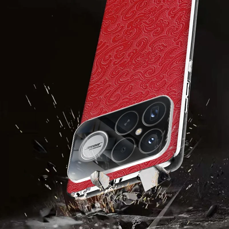 Voor Xiaomi Redmi K90 Pro Max 5G / Poco F8 Ultra hoesje Loong patroon gegalvaniseerd PC + TPU stootvaste telefoonhoes - Rood