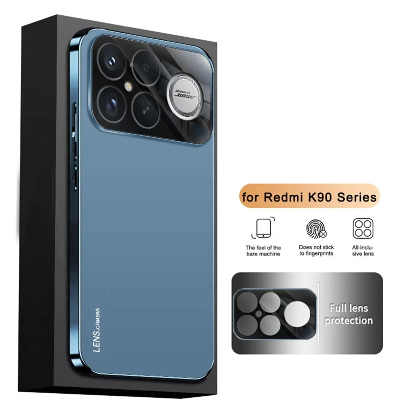 Capa para Xiaomi Redmi K90 5G Acrílico + TPU + Metal Anti-Arranhões Capa de Telefone com Moldura Eletroplatinada - Azul Marinho