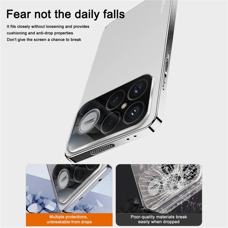 Capa para Xiaomi Redmi K90 5G Acrílico + TPU + Metal Anti-Arranhões Capa de Telefone com Moldura Eletroplatinada - Azul Marinho