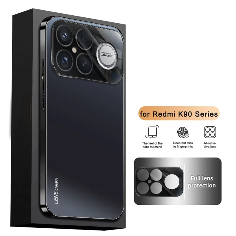 For Xiaomi Redmi K90 5G / Poco F8 Pro 5G Case Acrylic + TPU + Metal Anti-Scratch Phone Cover with Electroplating Frame - Black