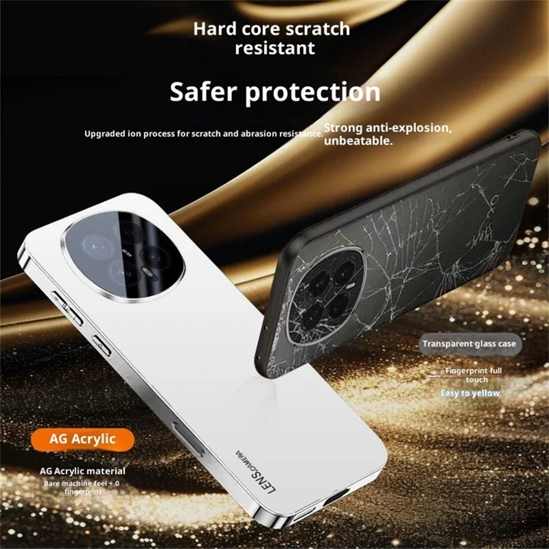 Funda de teléfono For Honor Magic8 5G de acrílico + TPU + metal con marco chapado y protección anti-arañazos - Negro