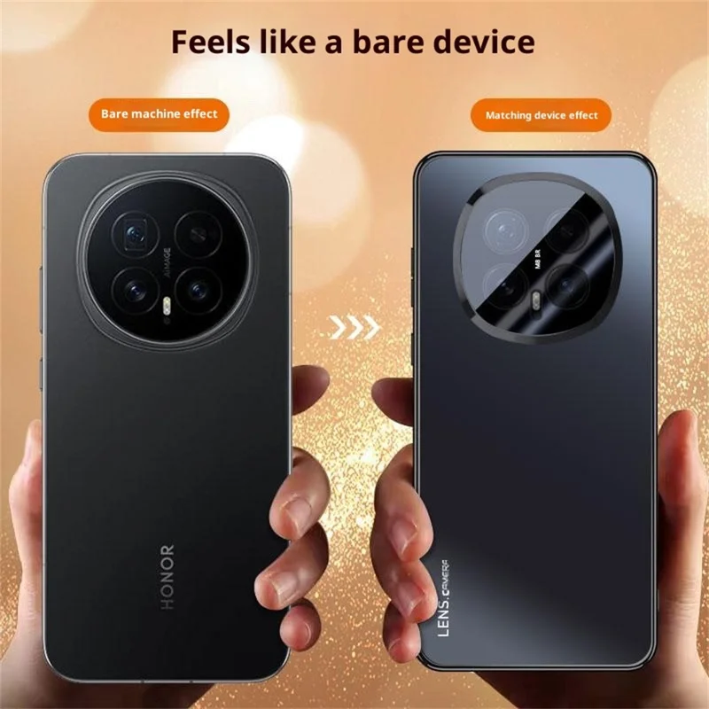Funda de teléfono For Honor Magic8 5G de acrílico + TPU + metal con marco chapado y protección anti-arañazos - Negro