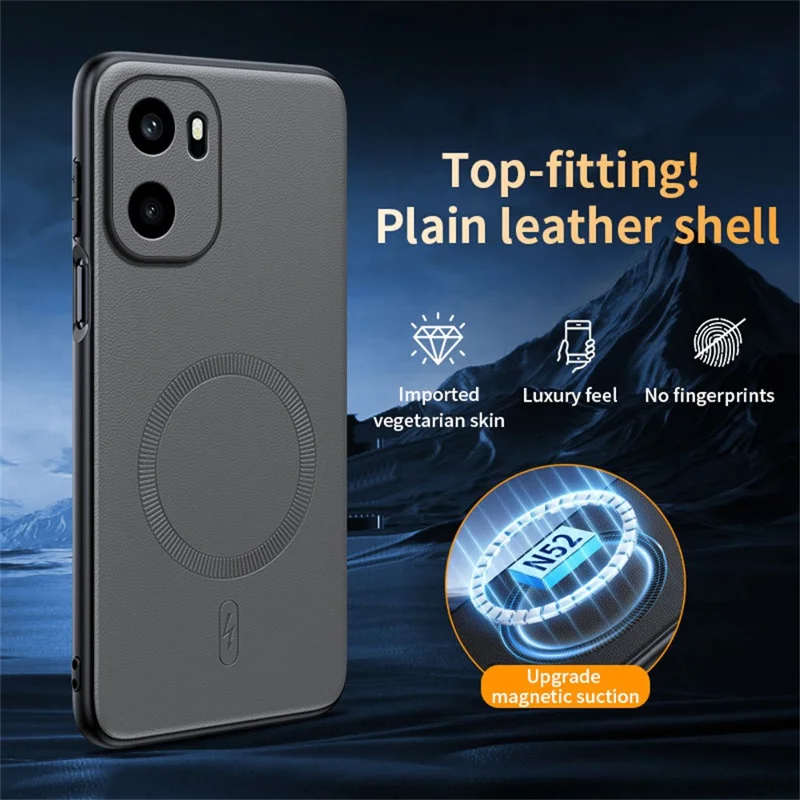 For OnePlus 15R 5G / Ace 6T 5G / Ace 6 5G Magnetic Case Leather Coated TPU + PC Phone Cover - Grey