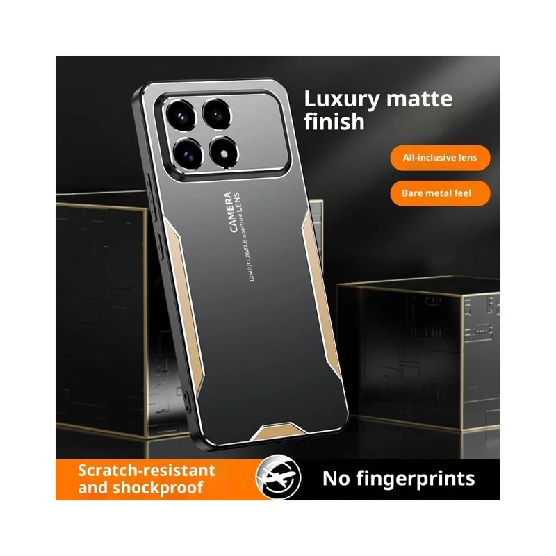 For Xiaomi Redmi K90 5G / Poco F8 Pro Phone Case Aluminium Alloy TPU PC Back Cover - Gold