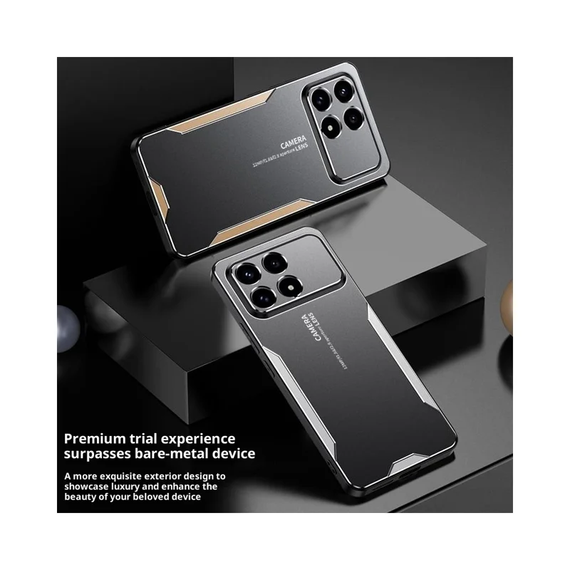 For Xiaomi Redmi K90 5G / Poco F8 Pro Phone Case Aluminium Alloy TPU PC Back Cover - Gold