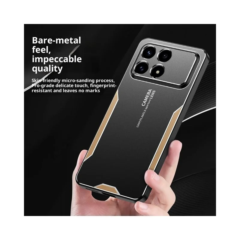 For Xiaomi Redmi K90 5G / Poco F8 Pro Phone Case Aluminium Alloy TPU PC Back Cover - Gold