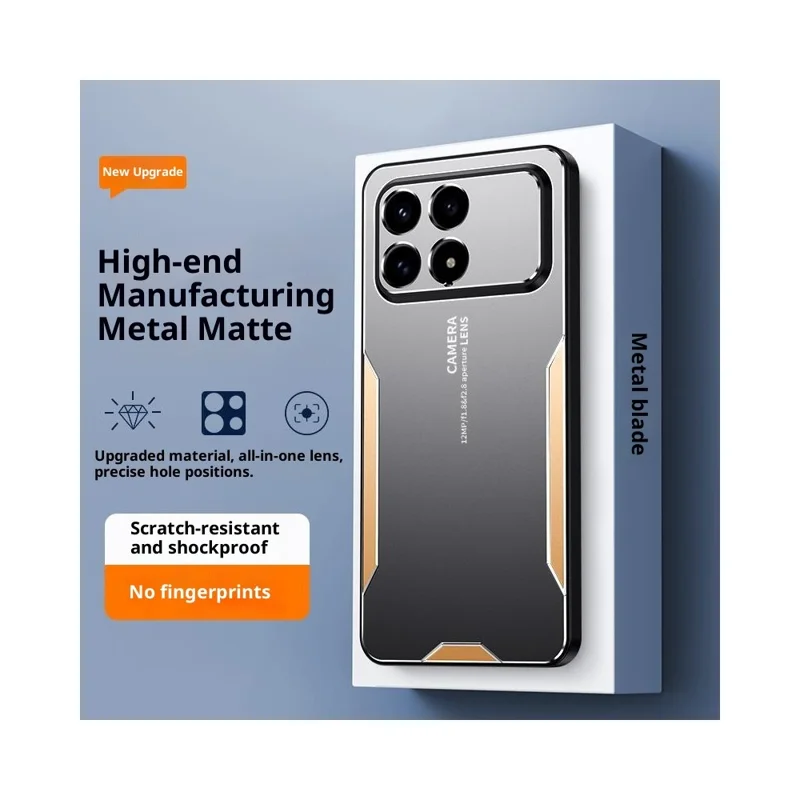 For Xiaomi Redmi K90 5G / Poco F8 Pro Phone Case Aluminium Alloy TPU PC Back Cover - Gold