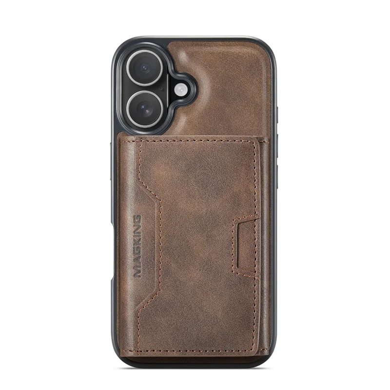MAGKING K4 Series For iPhone 17 Case Compatible with MagSafe Detachable Wallet PU TPU PC Phone Cover - Coffee