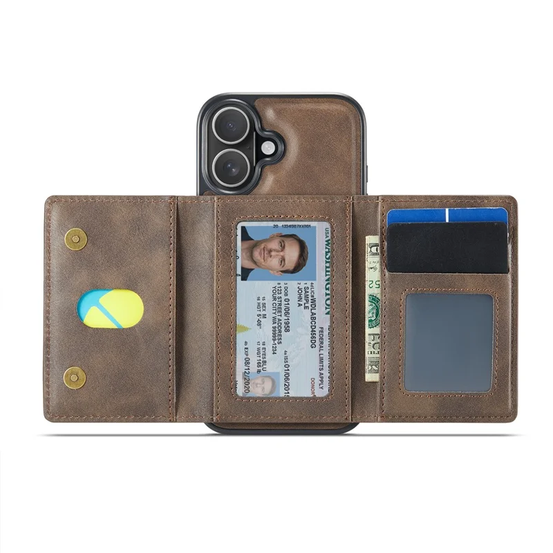 MAGKING K4 Series For iPhone 17 Case Compatible with MagSafe Detachable Wallet PU TPU PC Phone Cover - Coffee