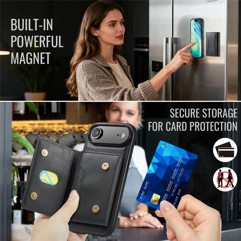 Série MAGKING K4 para Capa de iPhone Air Compatível com Carteira Destacável MagSafe PU TPU PC - Preto