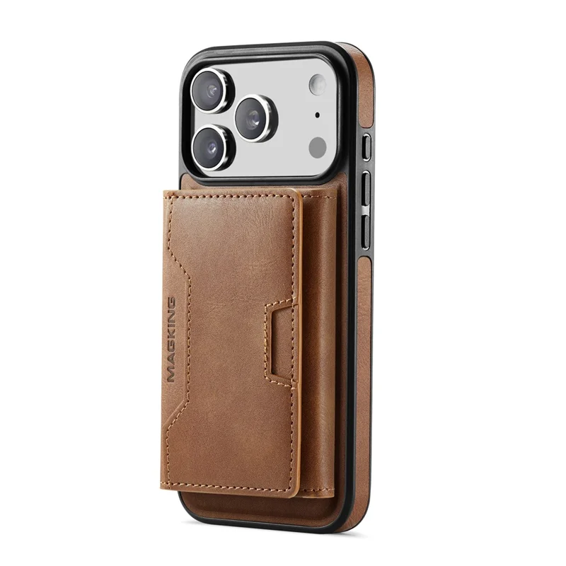 Série MAGKING K4 para iPhone 17 Pro Case Compatível com Carteira Destacável MagSafe PU TPU PC Capa de Telefone - Marrom