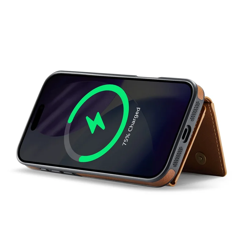 Série MAGKING K4 para iPhone 17 Pro Case Compatível com Carteira Destacável MagSafe PU TPU PC Capa de Telefone - Marrom