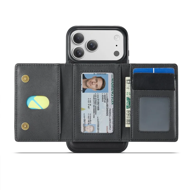 MAGKING K4 Série para Capa de iPhone 17 Pro Max Compatível com Carteira Destacável MagSafe PU TPU PC - Preto