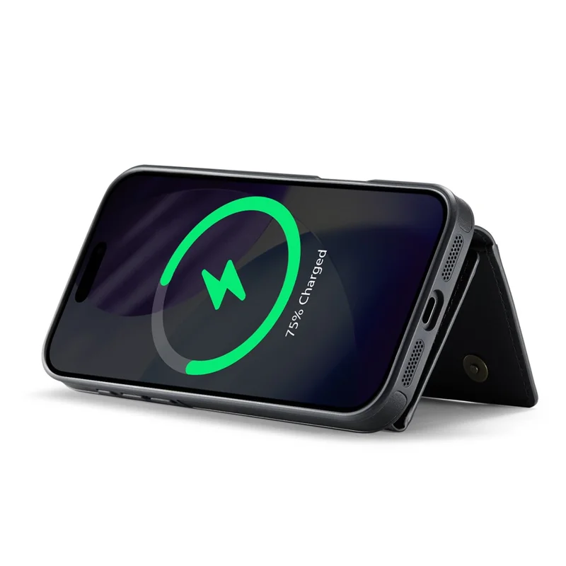 MAGKING K4 Série para Capa de iPhone 17 Pro Max Compatível com Carteira Destacável MagSafe PU TPU PC - Preto