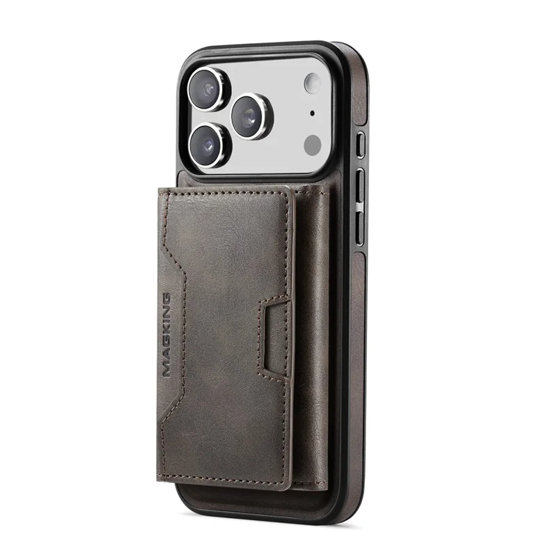 MAGKING K4 Series For iPhone 17 Pro Max Case Compatible with MagSafe Detachable Wallet PU TPU PC Phone Cover - Coffee