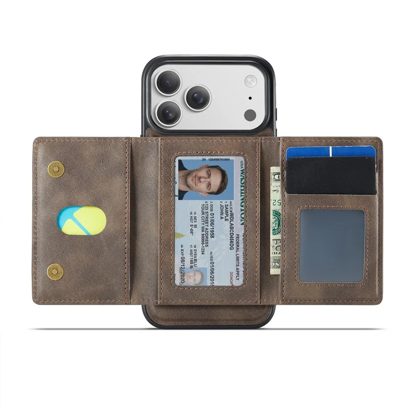 MAGKING K4 Series For iPhone 17 Pro Max Case Compatible with MagSafe Detachable Wallet PU TPU PC Phone Cover - Coffee