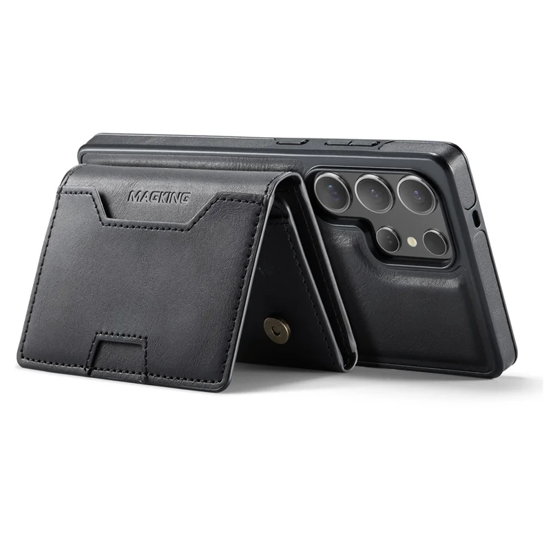 MAGKING K4 Série Para Samsung Galaxy S25 Ultra Case Compatível com MagSafe Carteira Destacável PU TPU PC Capa de Telefone - Preto