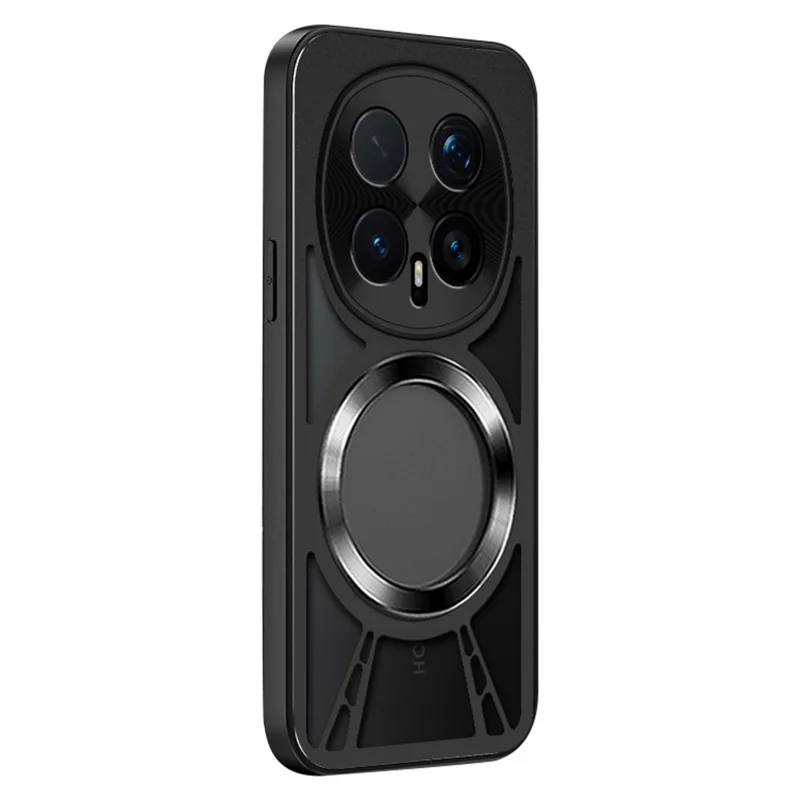 Per Honor Magic8 5G Custodia Magnetica Dissipazione del Calore Cavo Silicone + PC + Paraurti in Metallo Cover per Telefono - Nero
