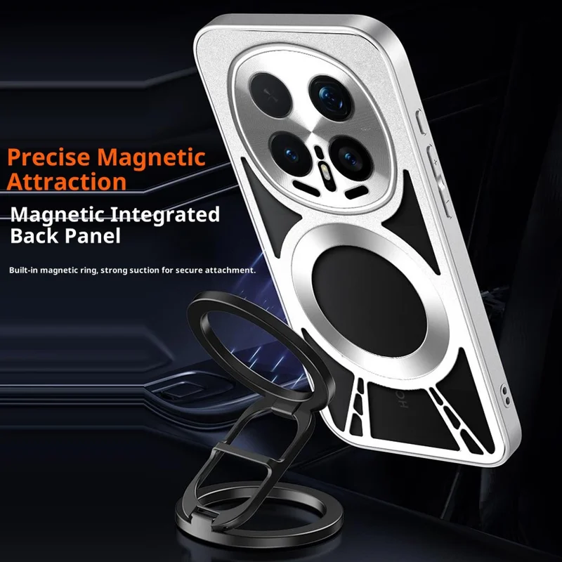 Per Honor Magic8 5G Custodia Magnetica Dissipazione del Calore Cavo Silicone + PC + Paraurti in Metallo Cover per Telefono - Nero