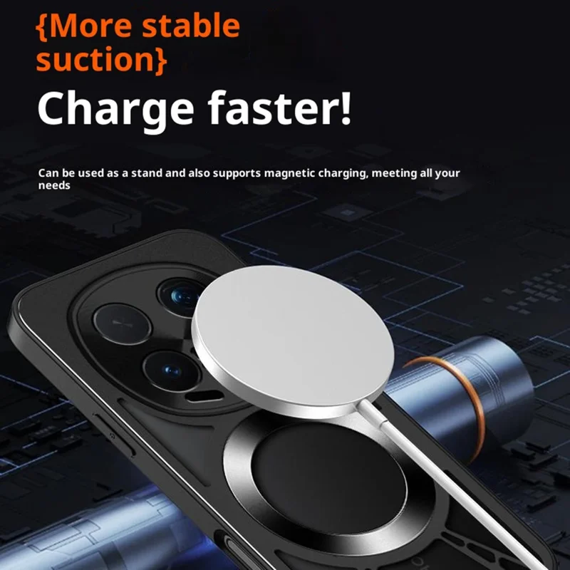 Per Honor Magic8 5G Custodia Magnetica Dissipazione del Calore Cavo Silicone + PC + Paraurti in Metallo Cover per Telefono - Nero