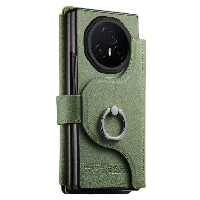 For Honor Magic V3 5G Magnetic Case Detachable Wallet Stand Cloth Texture PU Leather Foldable Screen Phone Cover - Green
