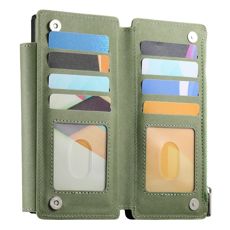 For Honor Magic V3 5G Magnetic Case Detachable Wallet Stand Cloth Texture PU Leather Foldable Screen Phone Cover - Green