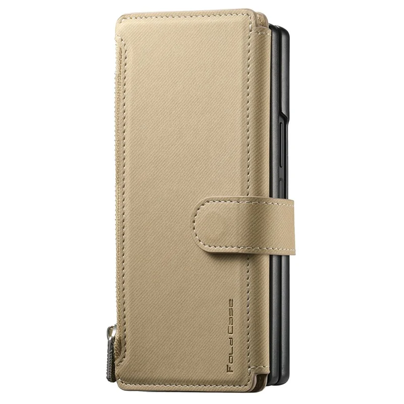 Per Honor Magic V3 5G Custodia Magnetica Staccabile Portafoglio Stand Texture in Tessuto Pelle PU Pieghevole Custodia per Schermo del Telefono - Kaki