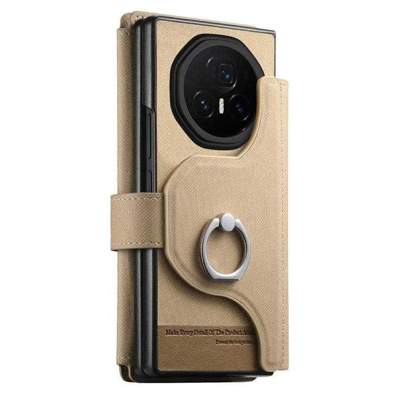 Per Honor Magic V3 5G Custodia Magnetica Staccabile Portafoglio Stand Texture in Tessuto Pelle PU Pieghevole Custodia per Schermo del Telefono - Kaki