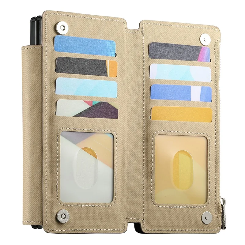 Per Honor Magic V3 5G Custodia Magnetica Staccabile Portafoglio Stand Texture in Tessuto Pelle PU Pieghevole Custodia per Schermo del Telefono - Kaki