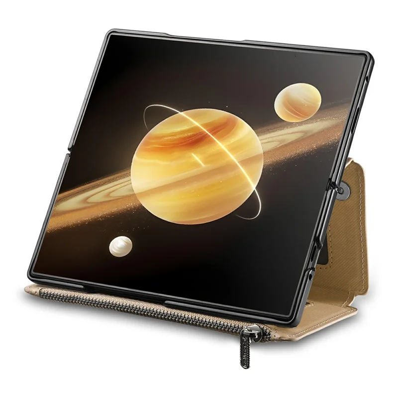 Per Honor Magic V3 5G Custodia Magnetica Staccabile Portafoglio Stand Texture in Tessuto Pelle PU Pieghevole Custodia per Schermo del Telefono - Kaki