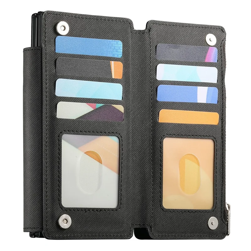 Cover per Samsung Galaxy Z Fold7 5G con Custodia Magnetica Portafoglio Staccabile Supporto Texture Tessuto in Pelle PU Pieghevole - Nero