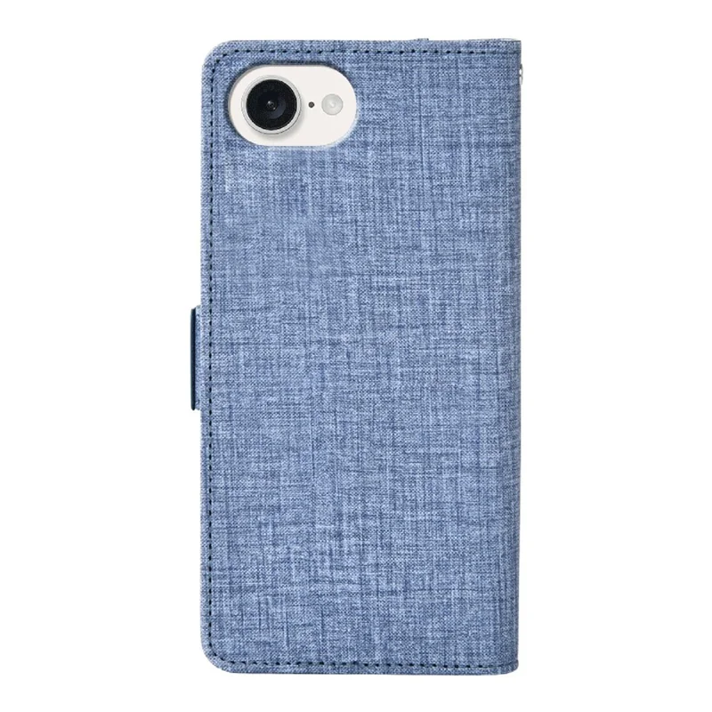 For iPhone 16e Case Jean Cloth Texture PU Leather Wallet Phone Cover with Rotating Card Slots - Blue