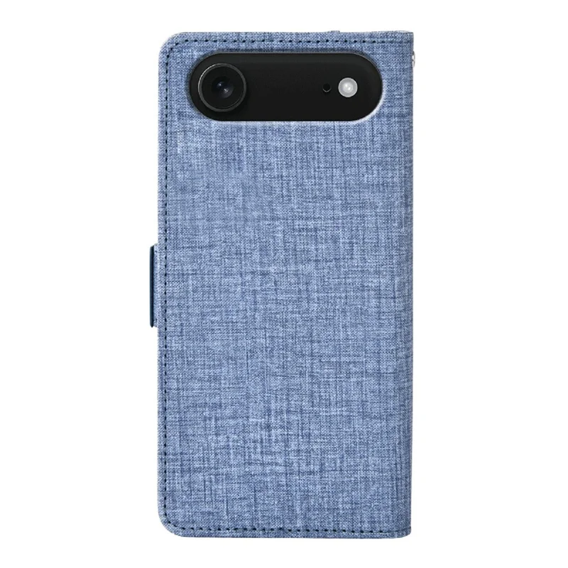 For iPhone Air Case Jean Cloth Texture PU Leather Wallet Phone Cover with Rotating Card Slots - Blue