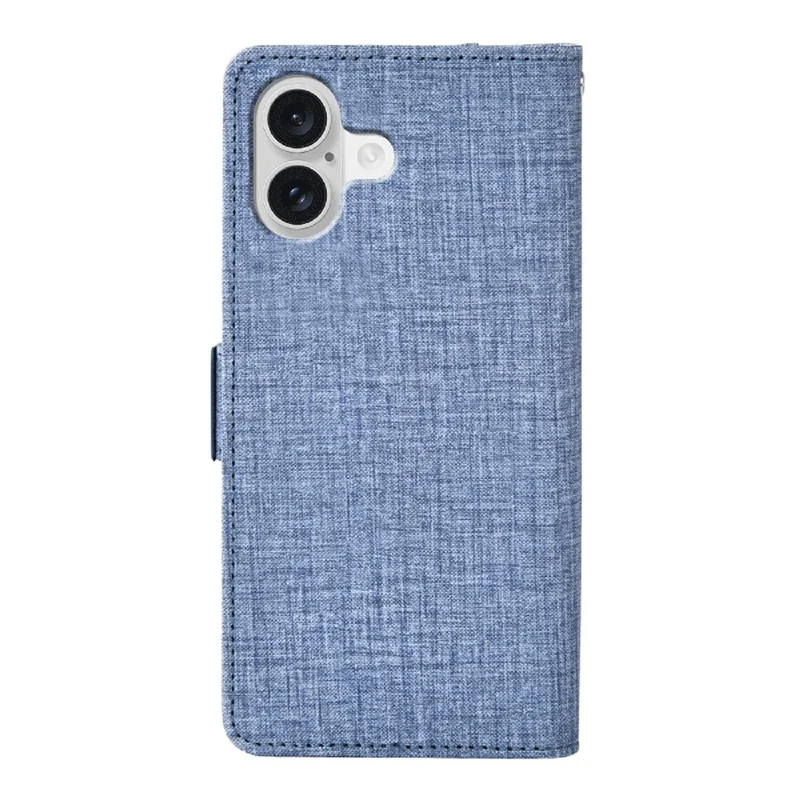 For iPhone 16 Plus Case Jean Cloth Texture PU Leather Wallet Phone Cover with Rotating Card Slots - Blue