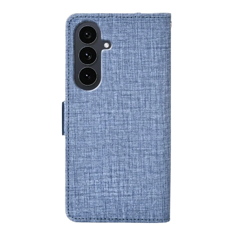 For Samsung Galaxy S24 FE Case Jean Cloth Texture PU Leather Wallet Phone Cover with Rotating Card Slots - Blue