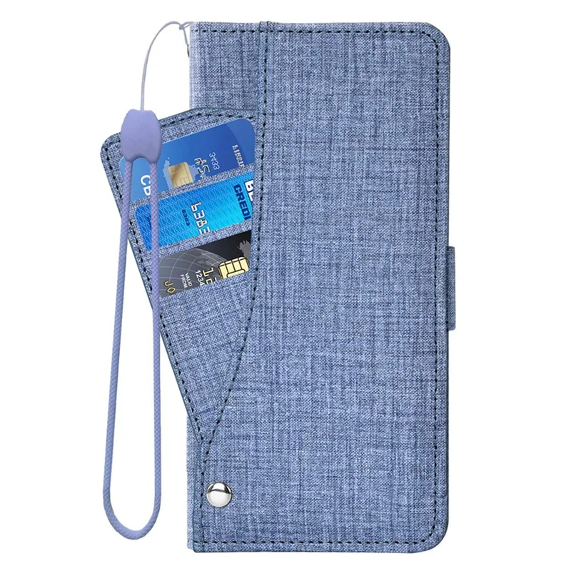 For Motorola Edge 50 Fusion 5G Case Jean Cloth Texture PU Leather Wallet Phone Cover with Rotating Card Slots - Blue