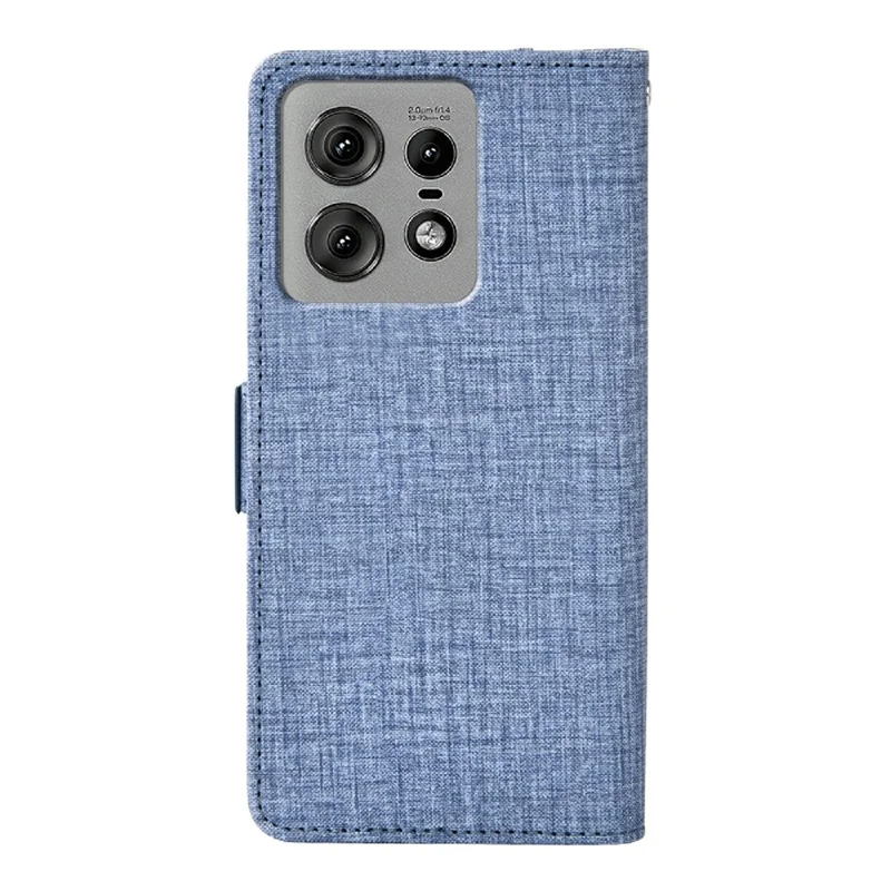 Für Motorola Edge 50 Pro 5G Hülle Jeansstoff-Textur PU-Leder Brieftasche Handyhülle mit drehbaren Kartenfächern - Blau