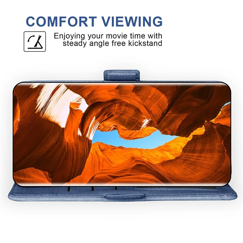 Custodia per telefono per Motorola Edge 60 5G / Edge 60 Fusion 5G / Edge (2025) 5G Texture in tessuto di jeans Custodia in pelle PU con slot per schede rotanti - Blu