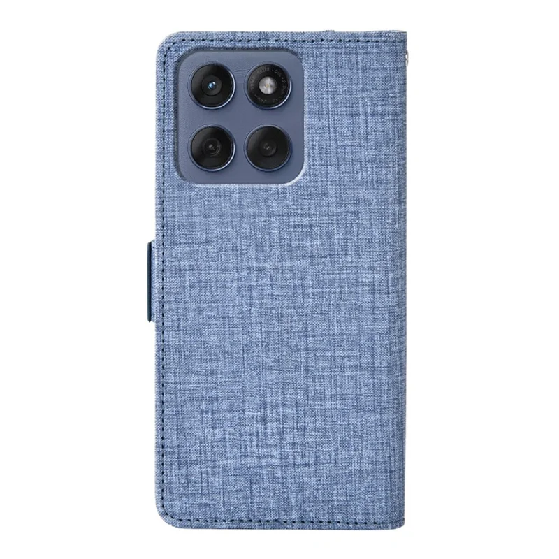 Custodia per telefono per Motorola Edge 60 5G / Edge 60 Fusion 5G / Edge (2025) 5G Texture in tessuto di jeans Custodia in pelle PU con slot per schede rotanti - Blu
