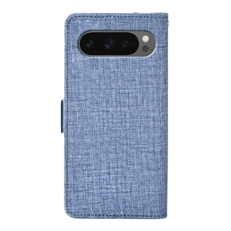 For Google Pixel 10 Pro XL  /  Pixel 9 Pro XL Case Jean Cloth Texture PU Leather Wallet Phone Cover with Rotating Card Slots - Blue