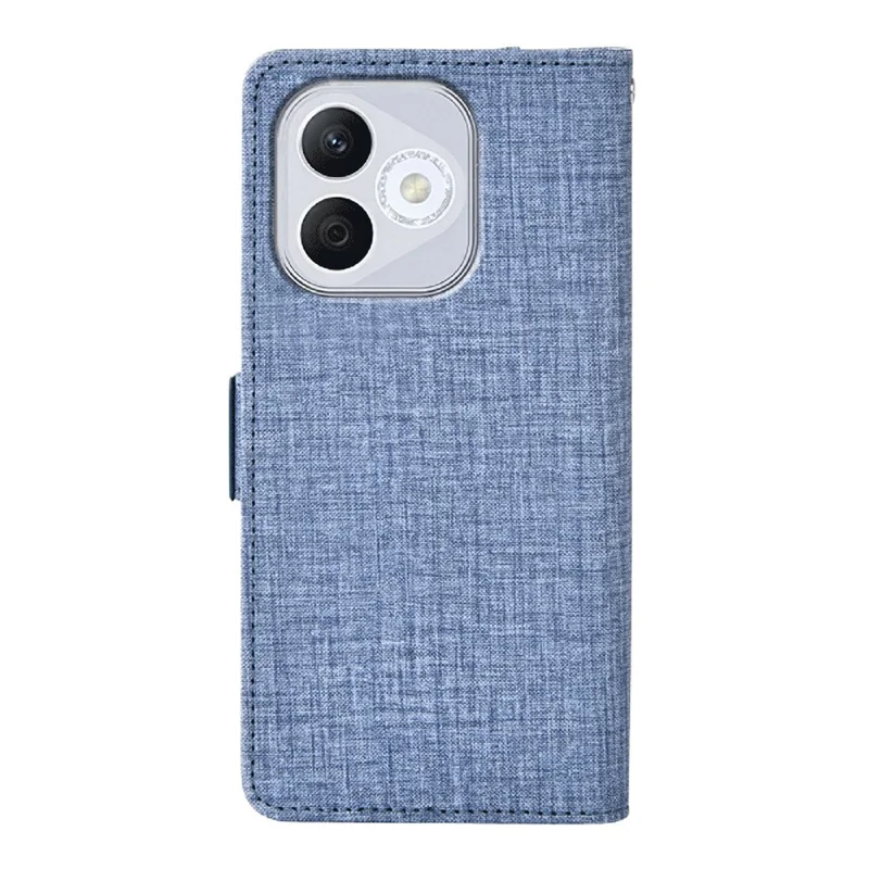 For Honor 400 Lite 5G  /  X70i Case Jean Cloth Texture PU Leather Wallet Phone Cover with Rotating Card Slots - Blue