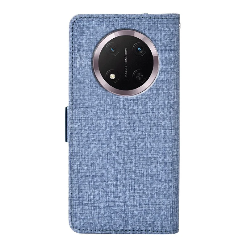 Étui de téléphone pour Honor Magic7 Lite 5G / X9c 5G / X60 Pro 5G Texture en tissu jean Couverture en cuir PU avec fentes pour cartes pivotantes - Bleu