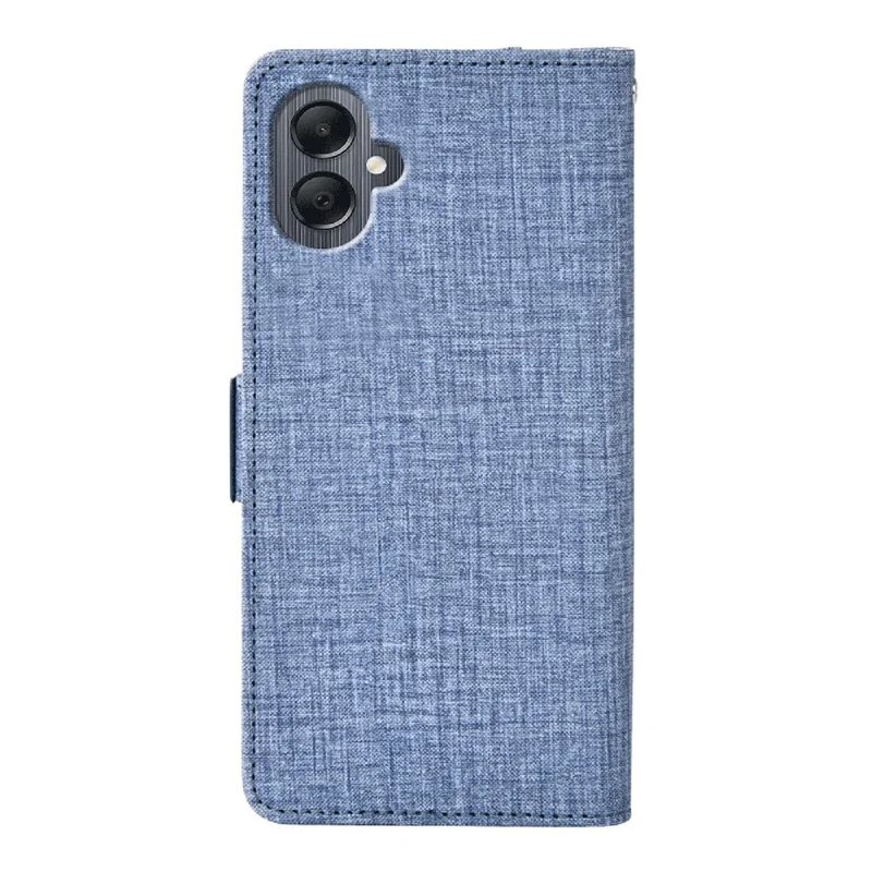 Per Samsung Galaxy A06 4G Case Texture in Jeans Pelle PU Portafoglio Cover Telefonica con Slot per Carte Rotanti - Blu