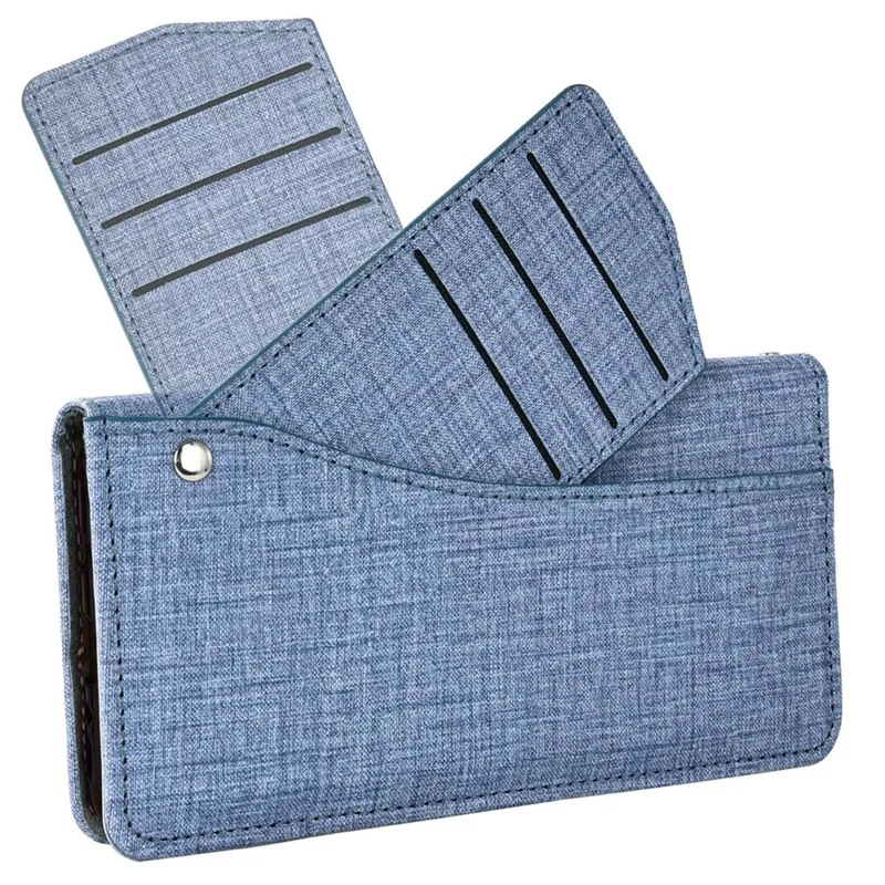For Samsung Galaxy S25 Edge Case Jean Cloth Texture PU Leather Wallet Phone Cover with Rotating Card Slots - Blue