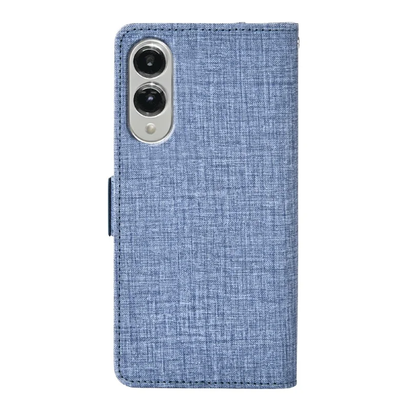 For Samsung Galaxy S25 Edge Case Jean Cloth Texture PU Leather Wallet Phone Cover with Rotating Card Slots - Blue
