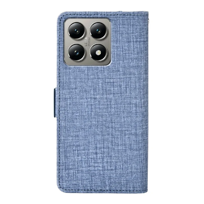 For Xiaomi 14T Pro Case Jean Cloth Texture PU Leather Wallet Phone Cover with Rotating Card Slots - Blue