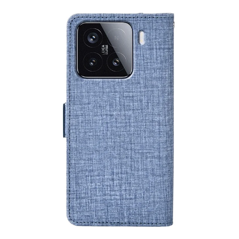 For Xiaomi 15 Case Jean Cloth Texture PU Leather Wallet Phone Cover with Rotating Card Slots - Blue