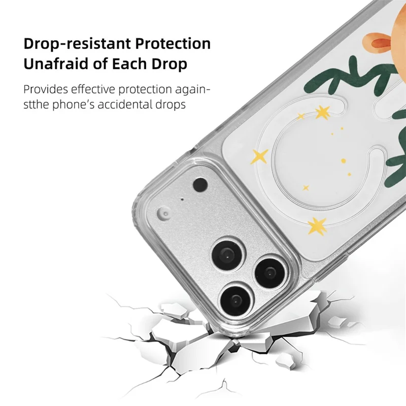 EYCASE Julserie för iPhone 17 Pro Max Clear Edge Mönsterskriven TPU + Akryllock med kompatibilitet för MagSafe – Huvud med hjort